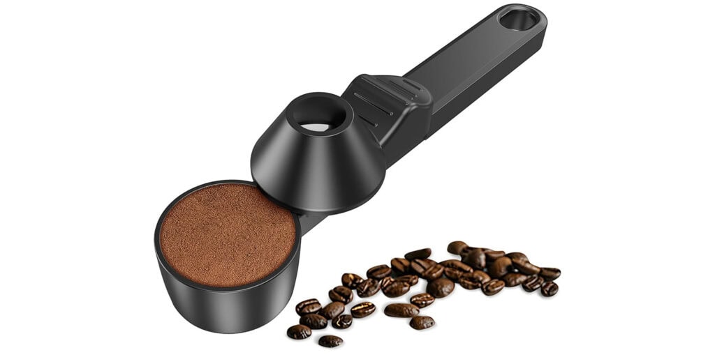 Coffee scoop for measuring grounds into a reusable K-Cup