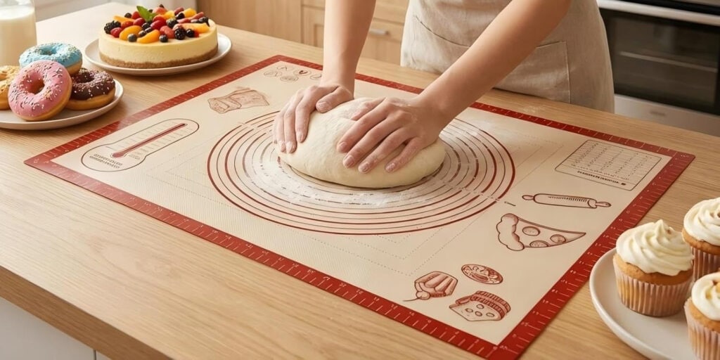 Silicone countertop pastry mat for shaping sourdough and pastry